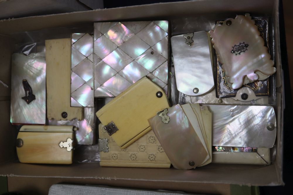 A collection of 19th century mother of pearl aide memoirs and card cases